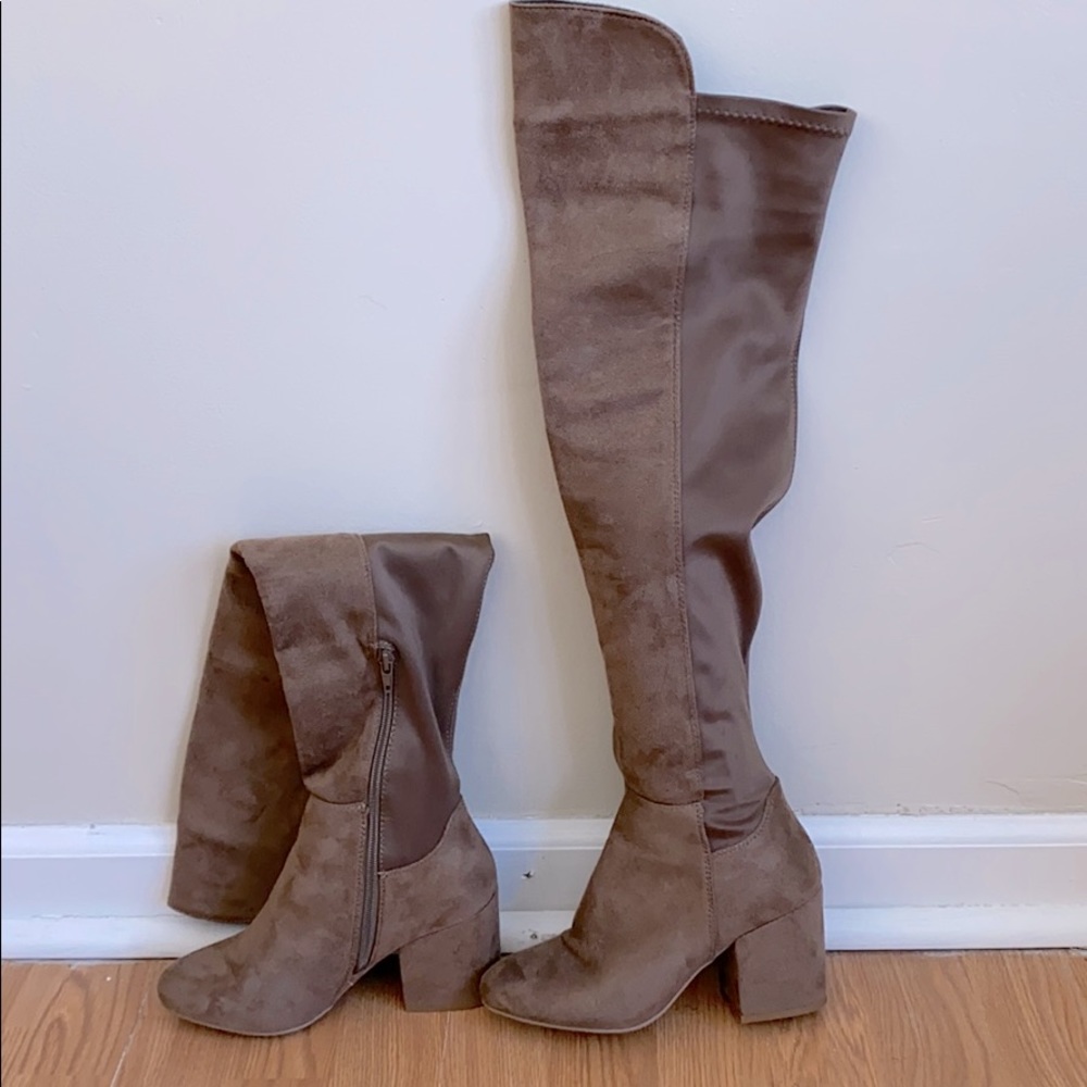 Charlotte Russe Over the Knee Taupe Boots